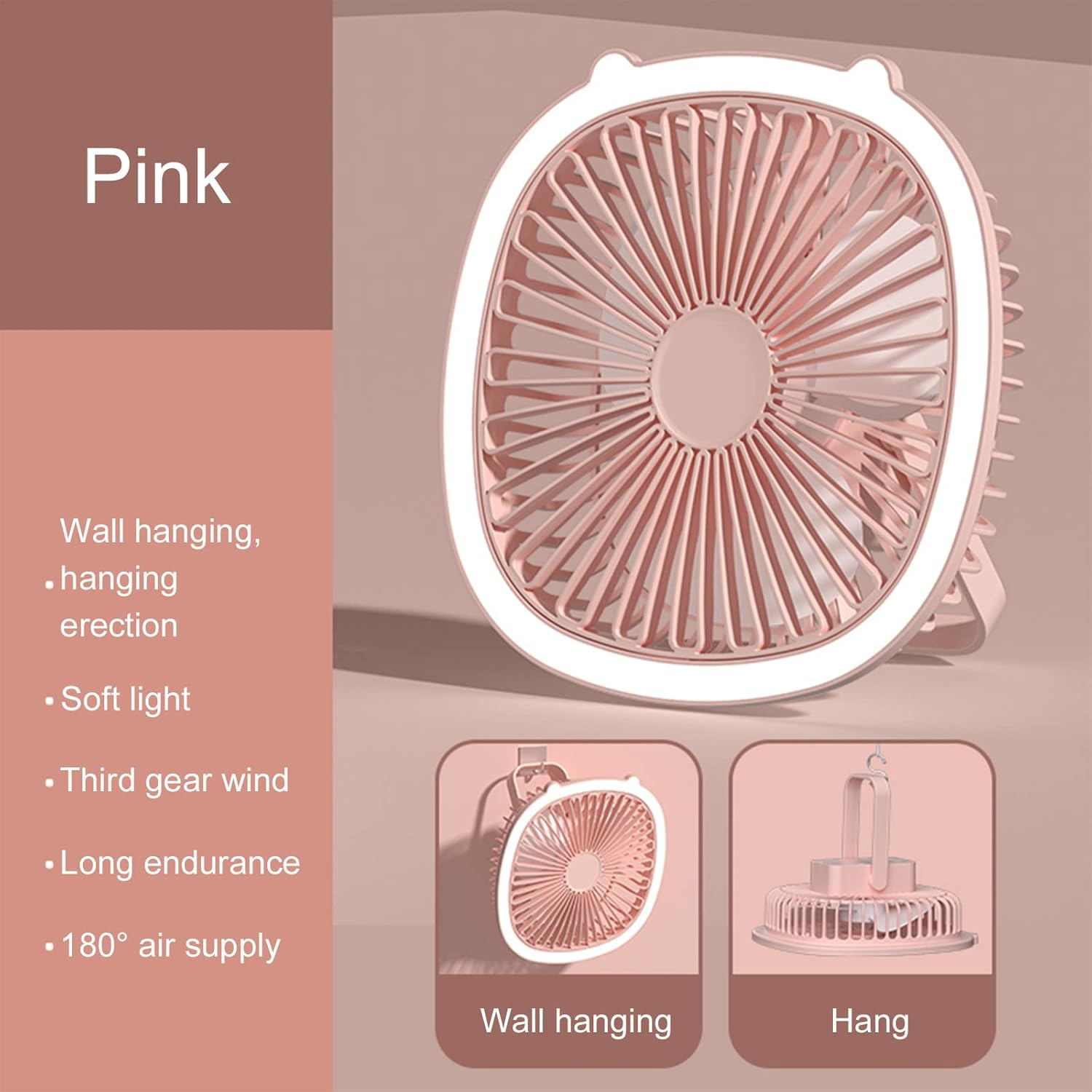 Μίνι Φορητός Επιτραπέζιος & Κρεμαστός Ανεμιστήρας USB με LED Φωτισμό και 3 Ταχύτητες - Arrango Μίνι Φορητός Επιτραπέζιος & Κρεμαστός Ανεμιστήρας USB με LED Φωτισμό και 3 Ταχύτητες - Arrango