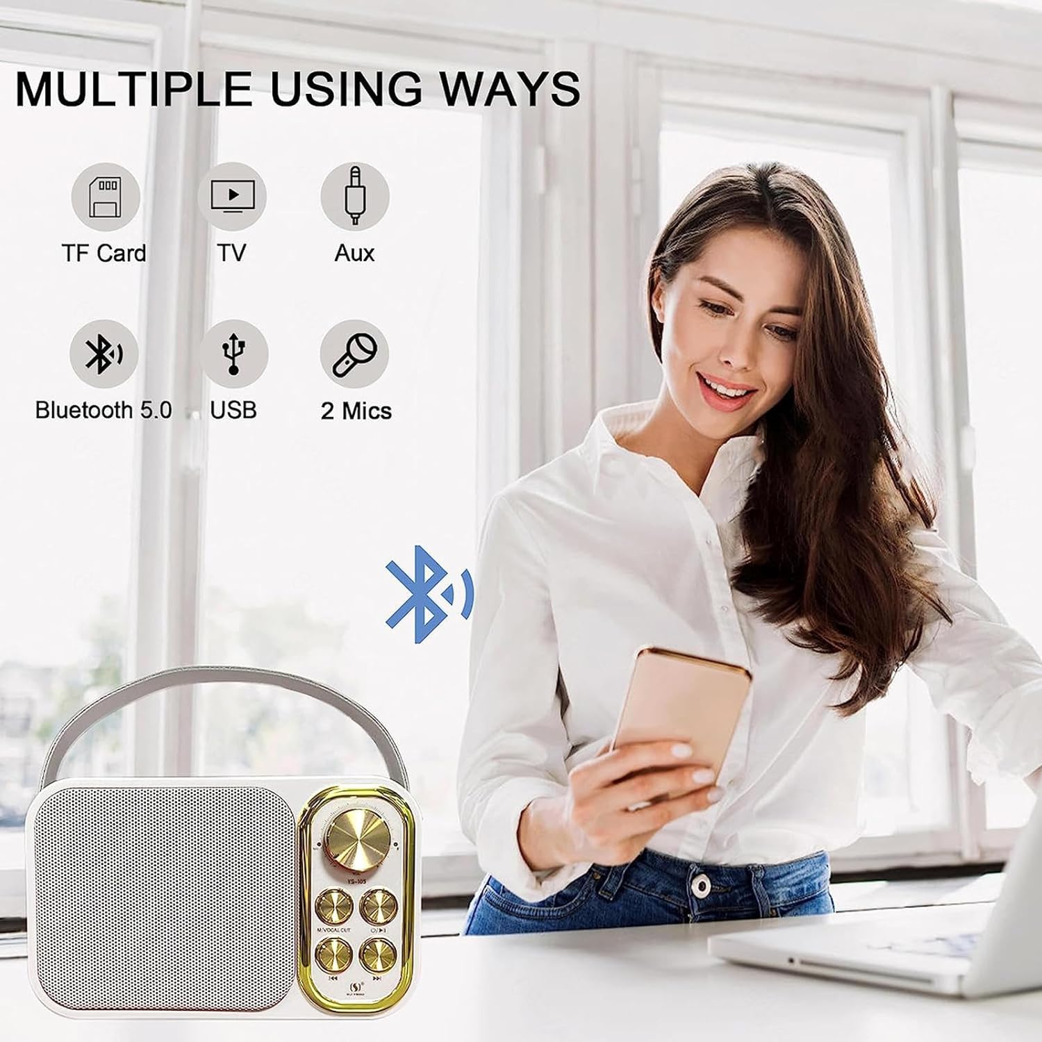 Mini Σύστημα Καραόκε με Ασύρματο Μικρόφωνο Bluetooth, USB, AUX, Type C & TF Card Mini Σύστημα Καραόκε με Ασύρματο Μικρόφωνο Bluetooth, USB, AUX, Type C & TF Card