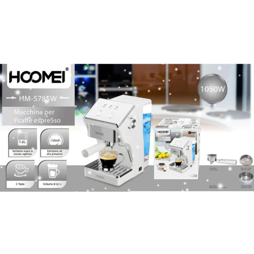 Hoomei Μηχανή Espresso 1050W Πίεσης 15 Bar Λευκή Hoomei Μηχανή Espresso 1050W Πίεσης 15 Bar Λευκή