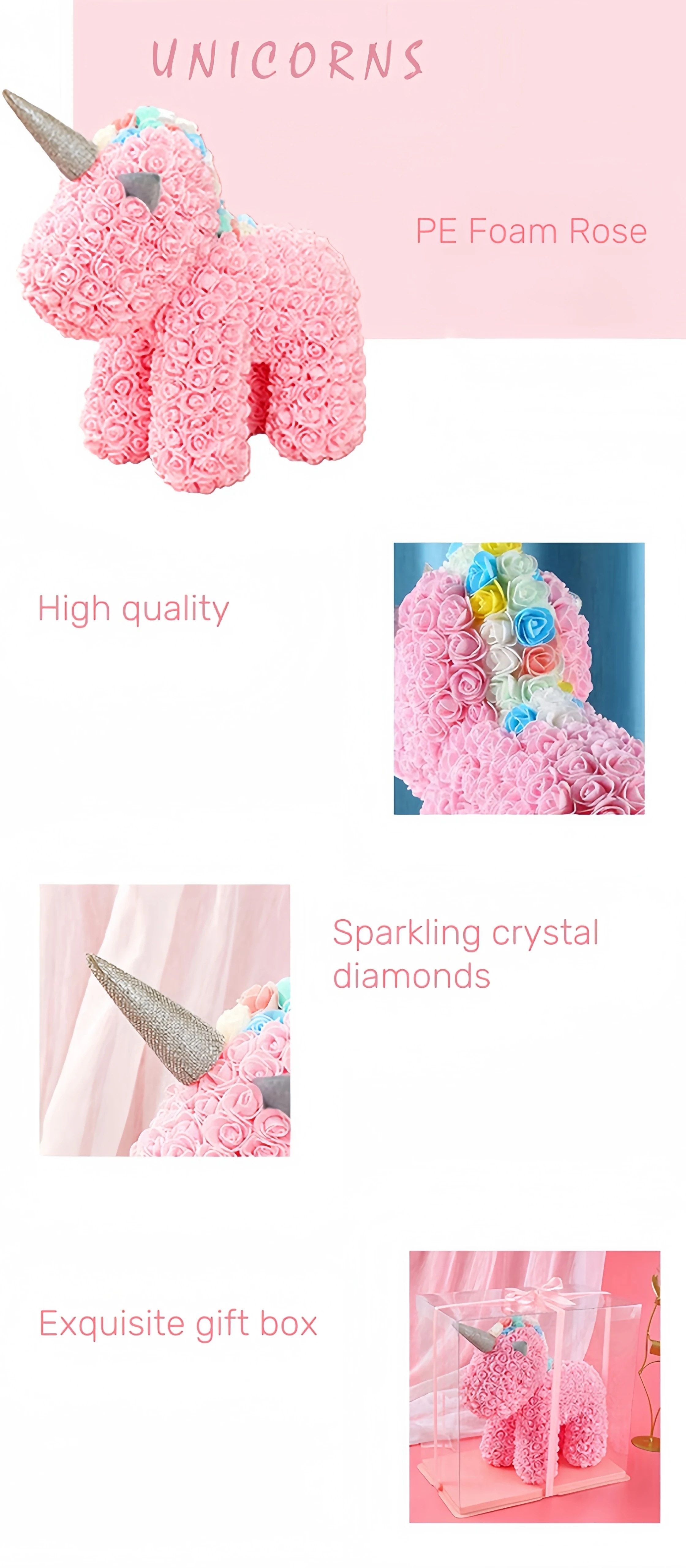 Μονόκερος 25cm από Τεχνητά Τριαντάφυλλα με Πέπλο σε Συσκευασία Δώρου Μονόκερος 25cm από Τεχνητά Τριαντάφυλλα με Πέπλο σε Συσκευασία Δώρου