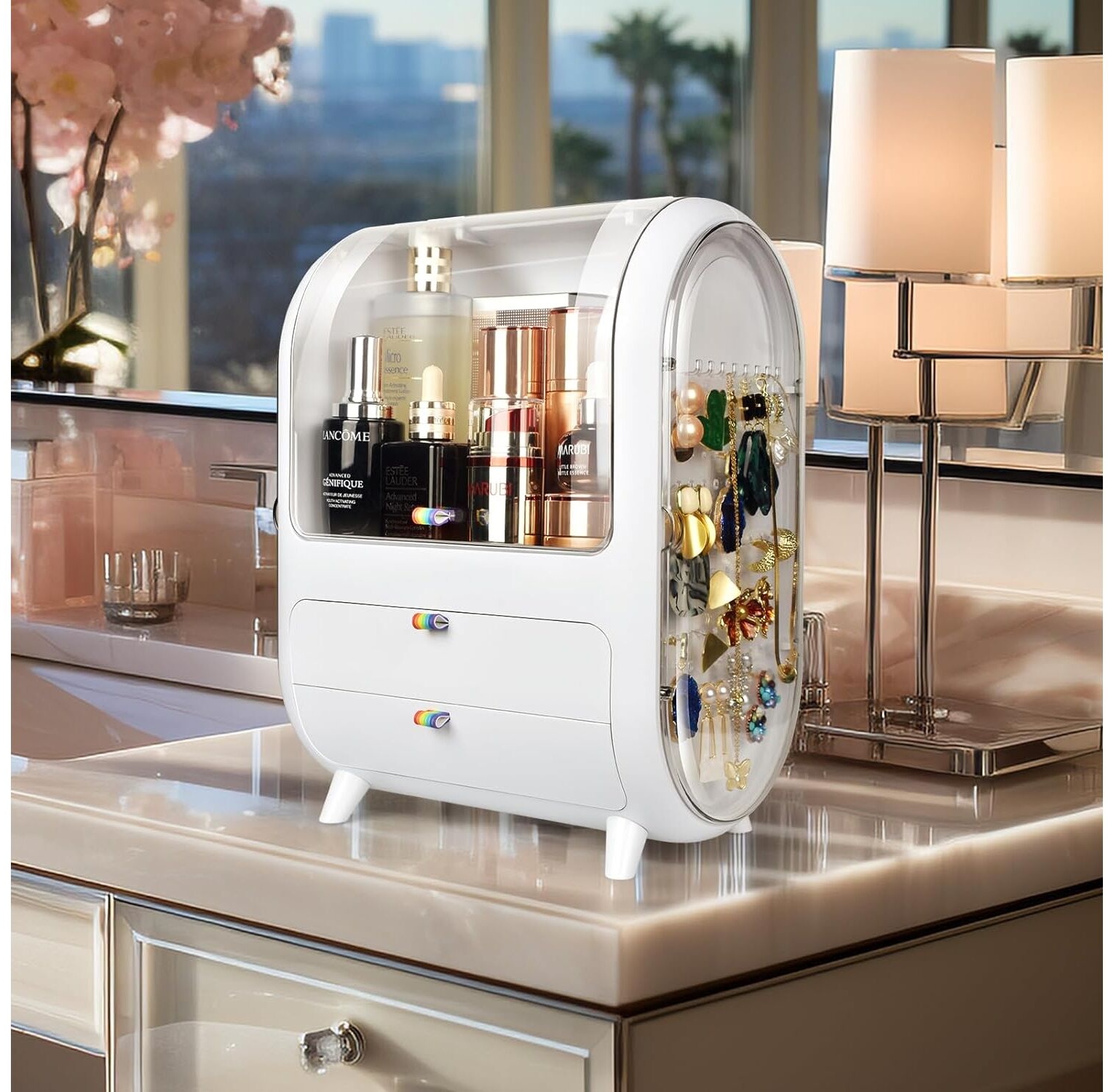 Μοντέρνα Επιτραπέζια Πολυλειτουργική Θήκη για Καλλυντικά και Κοσμήματα με Συρτάρια και Καπάκι JOYBOS Μοντέρνα Επιτραπέζια Πολυλειτουργική Θήκη για Καλλυντικά και Κοσμήματα με Συρτάρια και Καπάκι JOYBOS