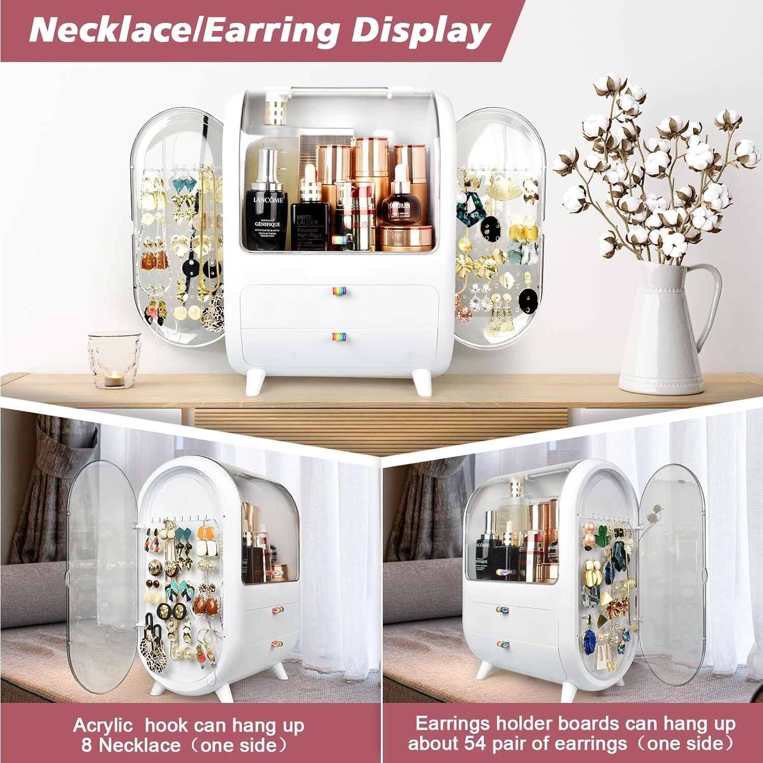 Μοντέρνα Επιτραπέζια Πολυλειτουργική Θήκη για Καλλυντικά και Κοσμήματα με Συρτάρια και Καπάκι JOYBOS Μοντέρνα Επιτραπέζια Πολυλειτουργική Θήκη για Καλλυντικά και Κοσμήματα με Συρτάρια και Καπάκι JOYBOS