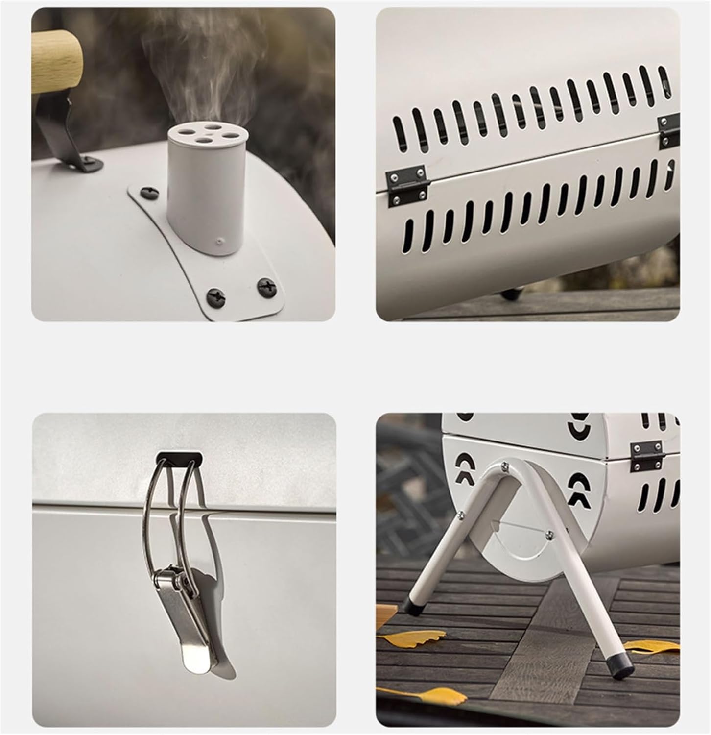 Φορητή Ψησταριά Με Κάρβουνα Με Καπάκι Λευκή 38x25cm Φορητή Ψησταριά Με Κάρβουνα Με Καπάκι Λευκή 38x25cm