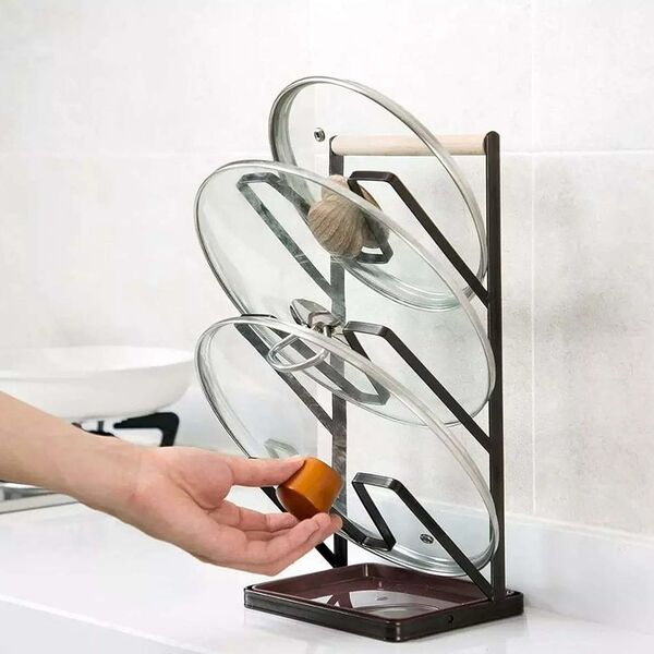 Μοντέρνα Μεταλλική Θήκη – Βάση για Καπάκια Κατσαρόλας 16x13x33.5εκ σε Μαύρο Χρώμα Μοντέρνα Μεταλλική Θήκη – Βάση για Καπάκια Κατσαρόλας 16x13x33.5εκ σε Μαύρο Χρώμα