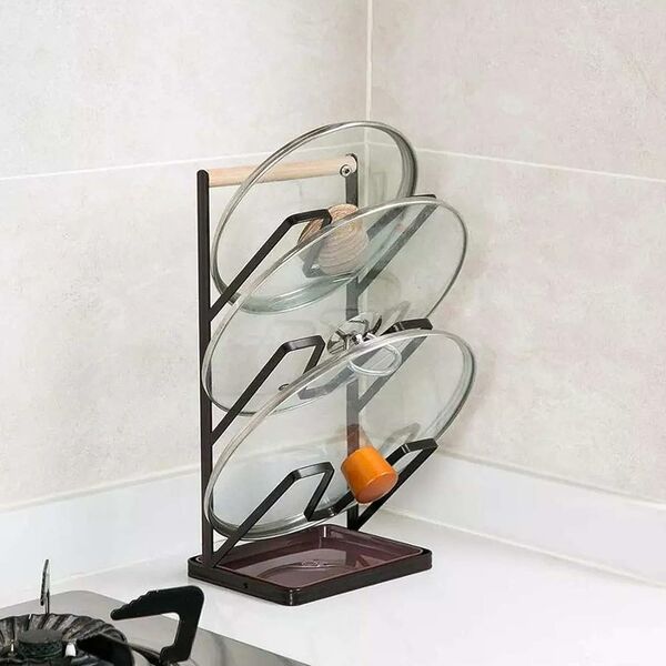 Μοντέρνα Μεταλλική Θήκη – Βάση για Καπάκια Κατσαρόλας 16x13x33.5εκ σε Μαύρο Χρώμα Μοντέρνα Μεταλλική Θήκη – Βάση για Καπάκια Κατσαρόλας 16x13x33.5εκ σε Μαύρο Χρώμα