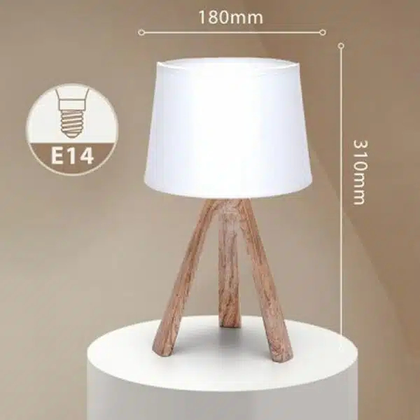 Μοντέρνο Επιτραπέζιο Φωτιστικό – Πορτατίφ για Ντουί E14 40W με Λευκό Καπέλο και Ξύλινη Βάση Aigostar Μοντέρνο Επιτραπέζιο Φωτιστικό – Πορτατίφ για Ντουί E14 40W με Λευκό Καπέλο και Ξύλινη Βάση Aigostar