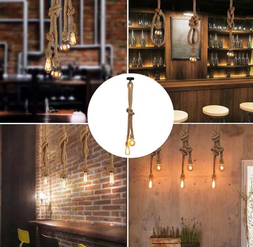 Μοντέρνο Κρεμαστό Φωτιστικό Δίφωτο με Σχοινί 1m και Ντουί E27 – Μπεζ Μοντέρνο Κρεμαστό Φωτιστικό Δίφωτο με Σχοινί 1m και Ντουί E27 – Μπεζ