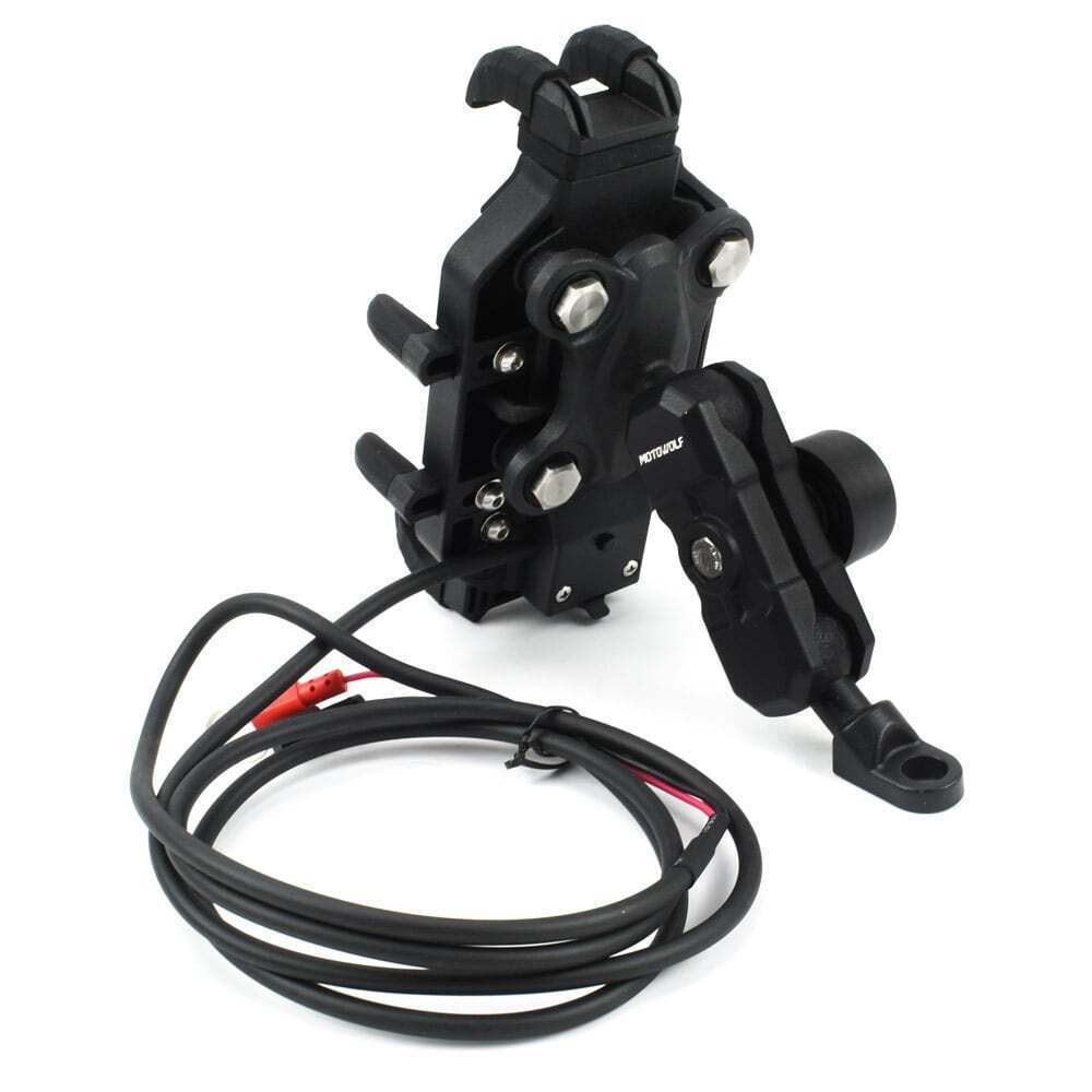 Motowolf Βάση Κινητού Μοτοσυκλέτας με Ρυθμιζόμενο Βραχίονα για τον Καθρέπτη με Σύστημα Φόρτισης Motowolf Βάση Κινητού Μοτοσυκλέτας με Ρυθμιζόμενο Βραχίονα για τον Καθρέπτη με Σύστημα Φόρτισης