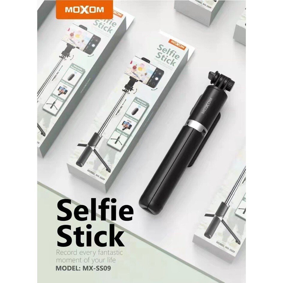 Moxom Ασύρματο Πτυσσόμενο Bluetooth Τρίποδο- Selfie Stick με Χειριστήριο Moxom Ασύρματο Πτυσσόμενο Bluetooth Τρίποδο- Selfie Stick με Χειριστήριο