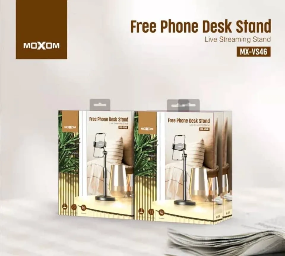 MOXOM Επιτραπέζια Βάση Κινητού με Ρυθμιζόμενο Ύψος και Δυνατότητα Περιστροφής 360° MOXOM Επιτραπέζια Βάση Κινητού με Ρυθμιζόμενο Ύψος και Δυνατότητα Περιστροφής 360°