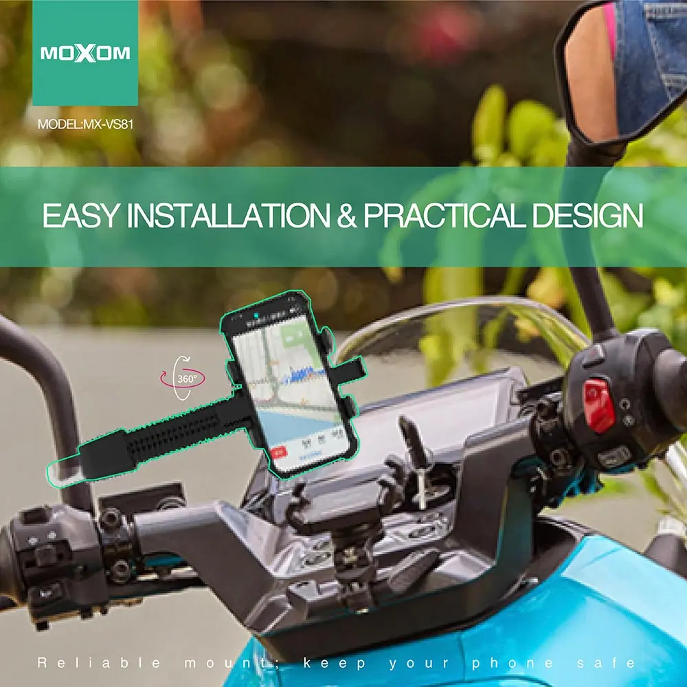 Moxom Σταθερή Βάση Κινητού Μηχανής Περιστρεφόμενη 360° Universal Moxom Σταθερή Βάση Κινητού Μηχανής Περιστρεφόμενη 360° Universal