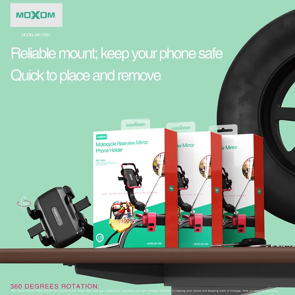 Moxom Σταθερή Βάση Κινητού Μηχανής Περιστρεφόμενη 360° Universal Moxom Σταθερή Βάση Κινητού Μηχανής Περιστρεφόμενη 360° Universal