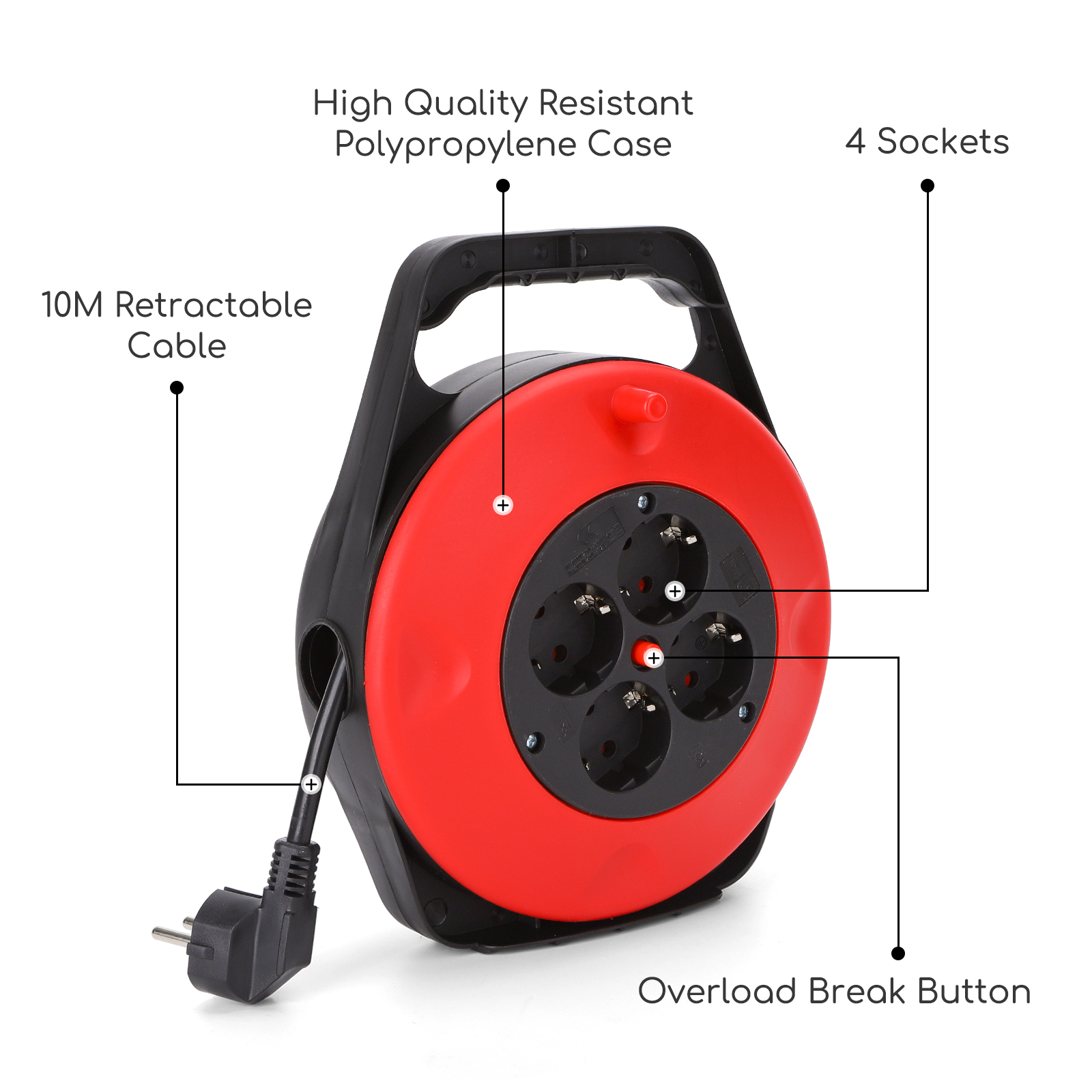 Μπαλαντέζα Καρούλι 4 Θέσεων με Καλώδιο 10m – Aigostar Μπαλαντέζα Καρούλι 4 Θέσεων με Καλώδιο 10m – Aigostar