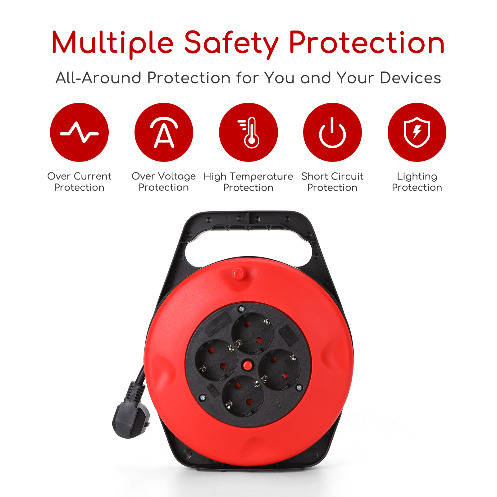 Μπαλαντέζα Καρούλι 4 Θέσεων με Καλώδιο 10m – Aigostar Μπαλαντέζα Καρούλι 4 Θέσεων με Καλώδιο 10m – Aigostar