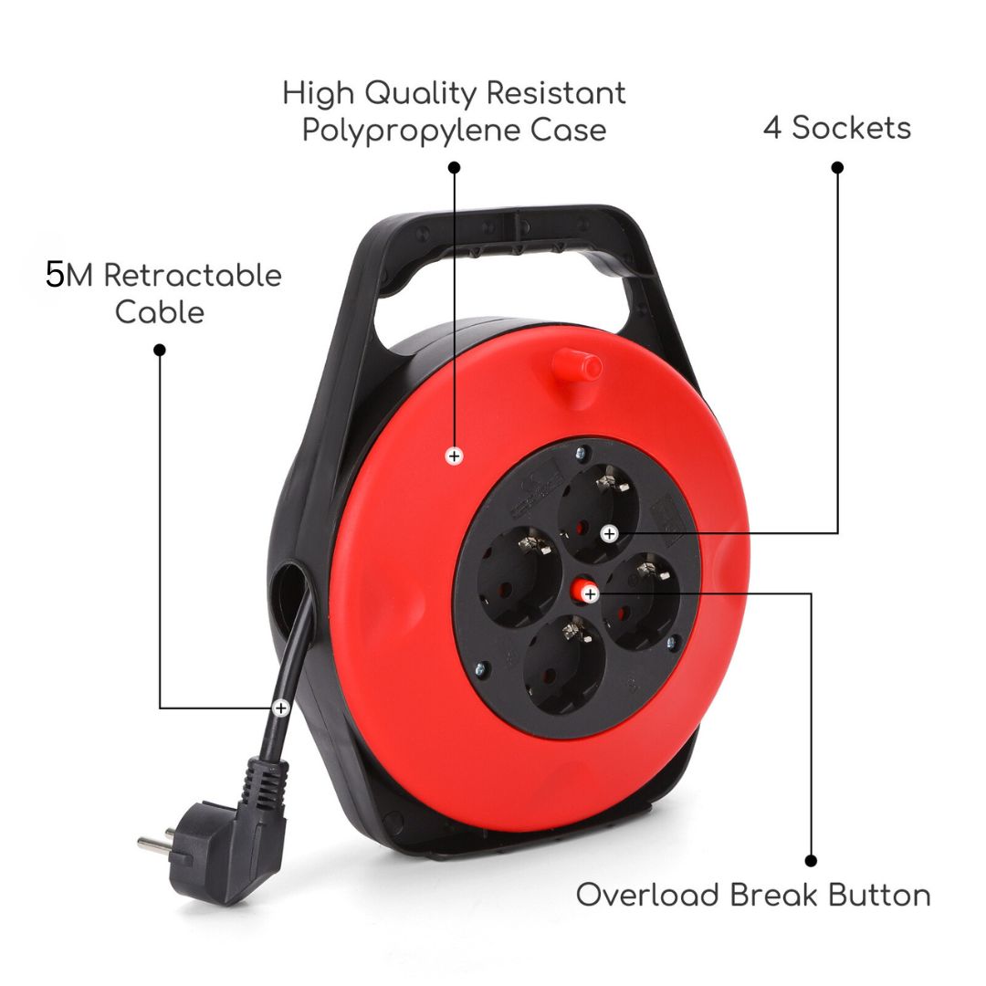 Μπαλαντέζα Καρούλι 4 Θέσεων με Καλώδιο 5m – Aigostar Μπαλαντέζα Καρούλι 4 Θέσεων με Καλώδιο 5m – Aigostar