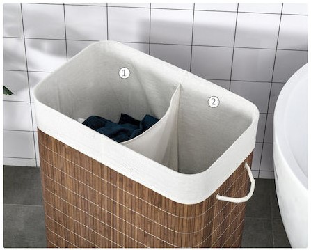 Μπαμπού Καλάθι Απλύτων 2 Θέσεων με Αποσπώμενο Καπάκι - 52x32x62,5cm Μπαμπού Καλάθι Απλύτων 2 Θέσεων με Αποσπώμενο Καπάκι - 52x32x62,5cm