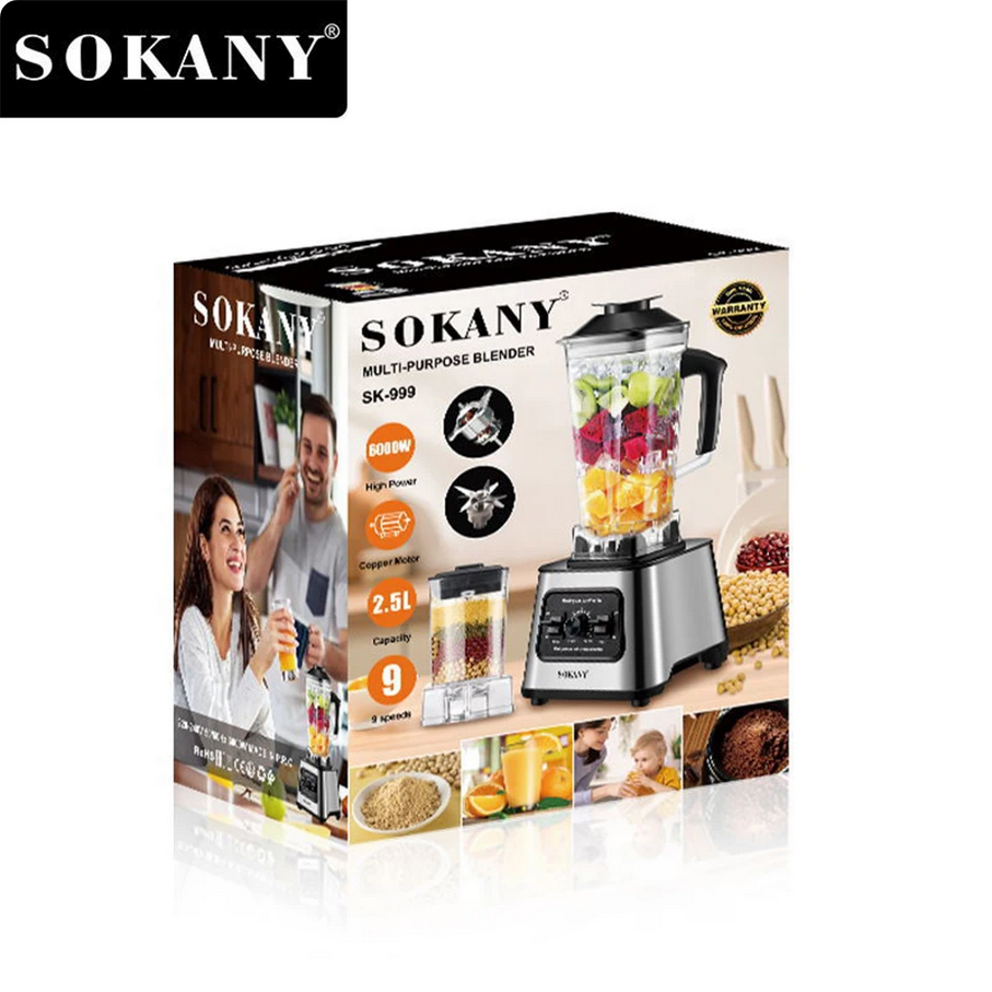 Μπλέντερ Πολλαπλών Χρήσεων 2500ml SOKANY 6000W με 4 Ταχύτητες Μπλέντερ Πολλαπλών Χρήσεων 2500ml SOKANY 6000W με 4 Ταχύτητες