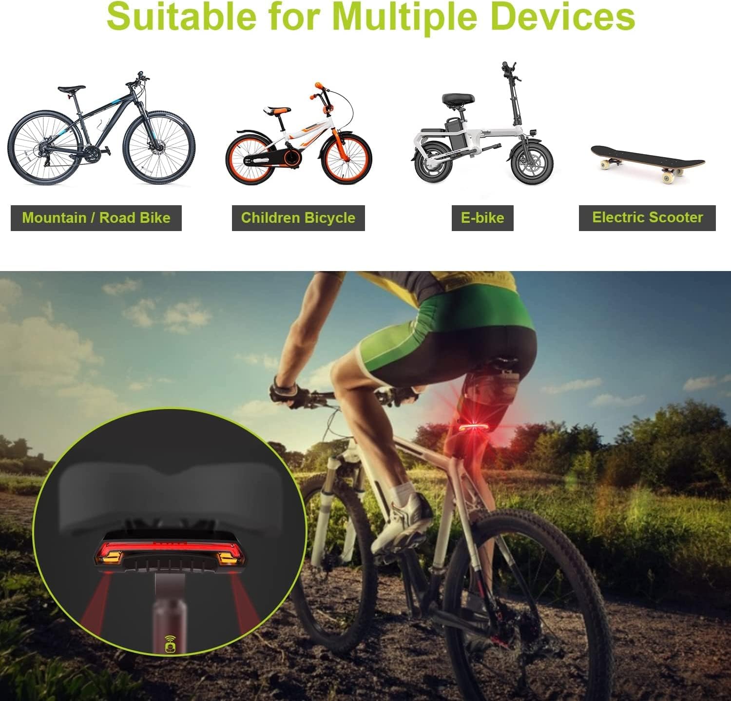 Οπίσθιο Ασύρματο Φανάρι Laser Ποδηλάτου Επαναφορτιζόμενο με Usb και Φλας με Χειριστήριο στο Τιμόνι - Meilan Οπίσθιο Ασύρματο Φανάρι Laser Ποδηλάτου Επαναφορτιζόμενο με Usb και Φλας με Χειριστήριο στο Τιμόνι - Meilan