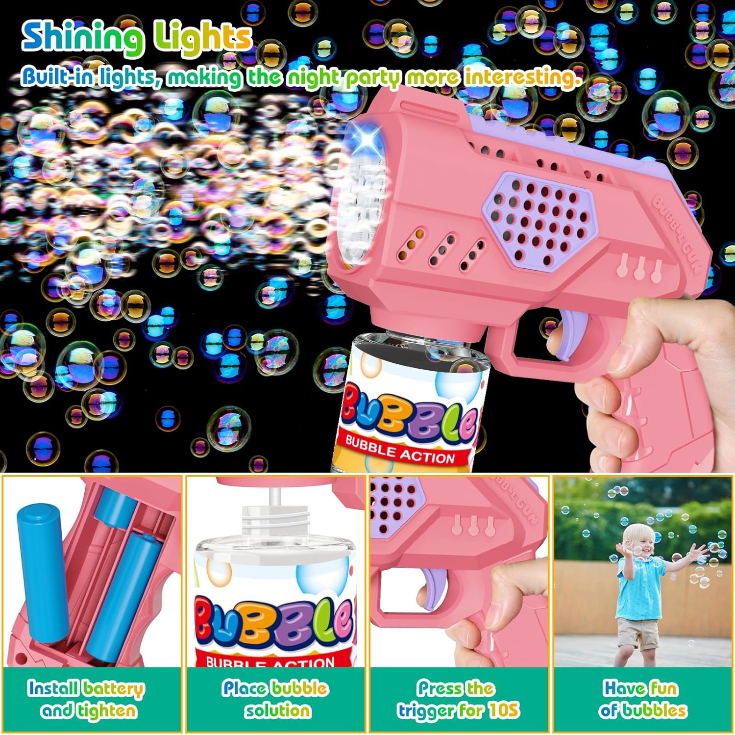 Όπλο για Πολύχρωμες Σαπουνόφουσκες με LED - Bubble Machine Gun Όπλο για Πολύχρωμες Σαπουνόφουσκες με LED - Bubble Machine Gun