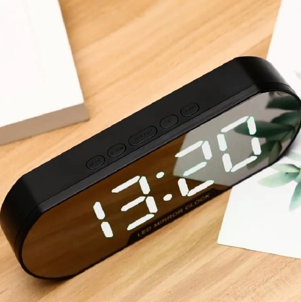 Οβάλ Ψηφιακό Ρολόι Ξυπνητήρι Καθρέπτης με LED Οθόνη και Εμφάνιση Ημερομηνίας και Θερμοκρασίας Οβάλ Ψηφιακό Ρολόι Ξυπνητήρι Καθρέπτης με LED Οθόνη και Εμφάνιση Ημερομηνίας και Θερμοκρασίας