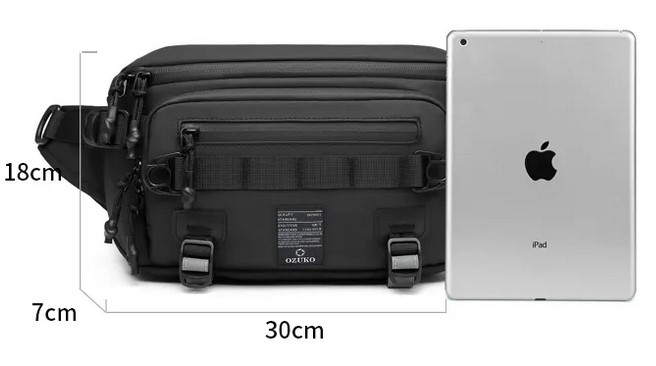 Ozuko Ανδρικό Τσαντάκι Μέσης - Crossbody Αδιάβροχο - 3.8L - Μαύρο Ozuko Ανδρικό Τσαντάκι Μέσης - Crossbody Αδιάβροχο - 3.8L - Μαύρο