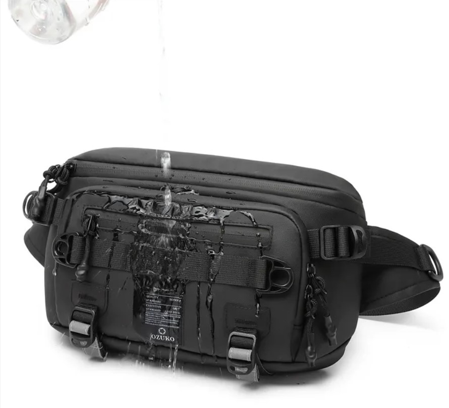 Ozuko Ανδρικό Τσαντάκι Μέσης - Crossbody Αδιάβροχο - 3.8L - Μαύρο Ozuko Ανδρικό Τσαντάκι Μέσης - Crossbody Αδιάβροχο - 3.8L - Μαύρο