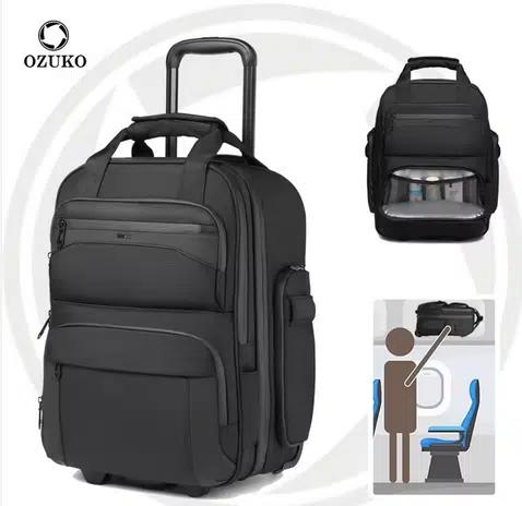 Ozuko Σακίδιο Πλάτης-Σακβουαγιάζ Τροχήλατο με Πτυσσόμενη Λαβή 46cm-Μαύρο Ozuko Σακίδιο Πλάτης-Σακβουαγιάζ Τροχήλατο με Πτυσσόμενη Λαβή 46cm-Μαύρο