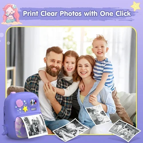 Παιδική Επαναφορτιζόμενη Φωτογραφική Κάμερα με Χαρτί Εκτύπωσης και Σχέδιο Γοργόνα Παιδική Επαναφορτιζόμενη Φωτογραφική Κάμερα με Χαρτί Εκτύπωσης και Σχέδιο Γοργόνα