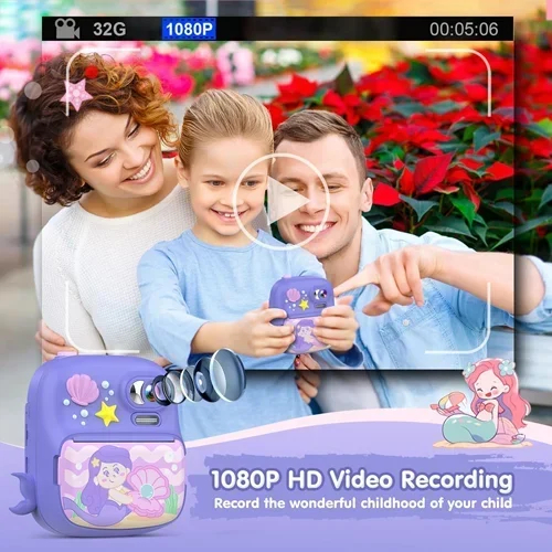 Παιδική Επαναφορτιζόμενη Φωτογραφική Κάμερα με Χαρτί Εκτύπωσης και Σχέδιο Γοργόνα Παιδική Επαναφορτιζόμενη Φωτογραφική Κάμερα με Χαρτί Εκτύπωσης και Σχέδιο Γοργόνα