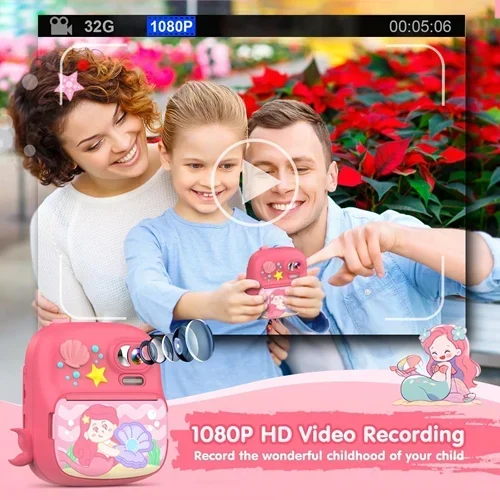 Παιδική Επαναφορτιζόμενη Φωτογραφική Κάμερα με Χαρτί Εκτύπωσης και Σχέδιο Γοργόνα Παιδική Επαναφορτιζόμενη Φωτογραφική Κάμερα με Χαρτί Εκτύπωσης και Σχέδιο Γοργόνα