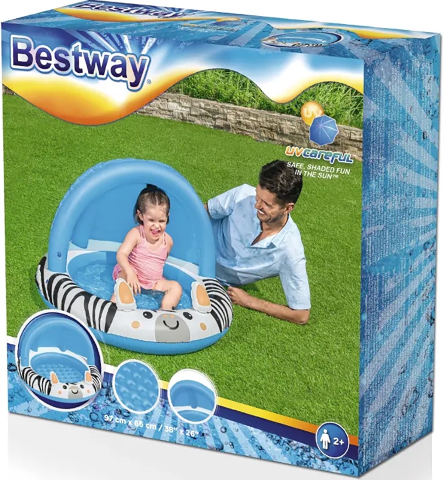 Παιδική Φουσκωτή Πισίνα Ζέβρα με Ηλιοπροστασία 97x66 cm Παιδική Φουσκωτή Πισίνα Ζέβρα με Ηλιοπροστασία 97x66 cm