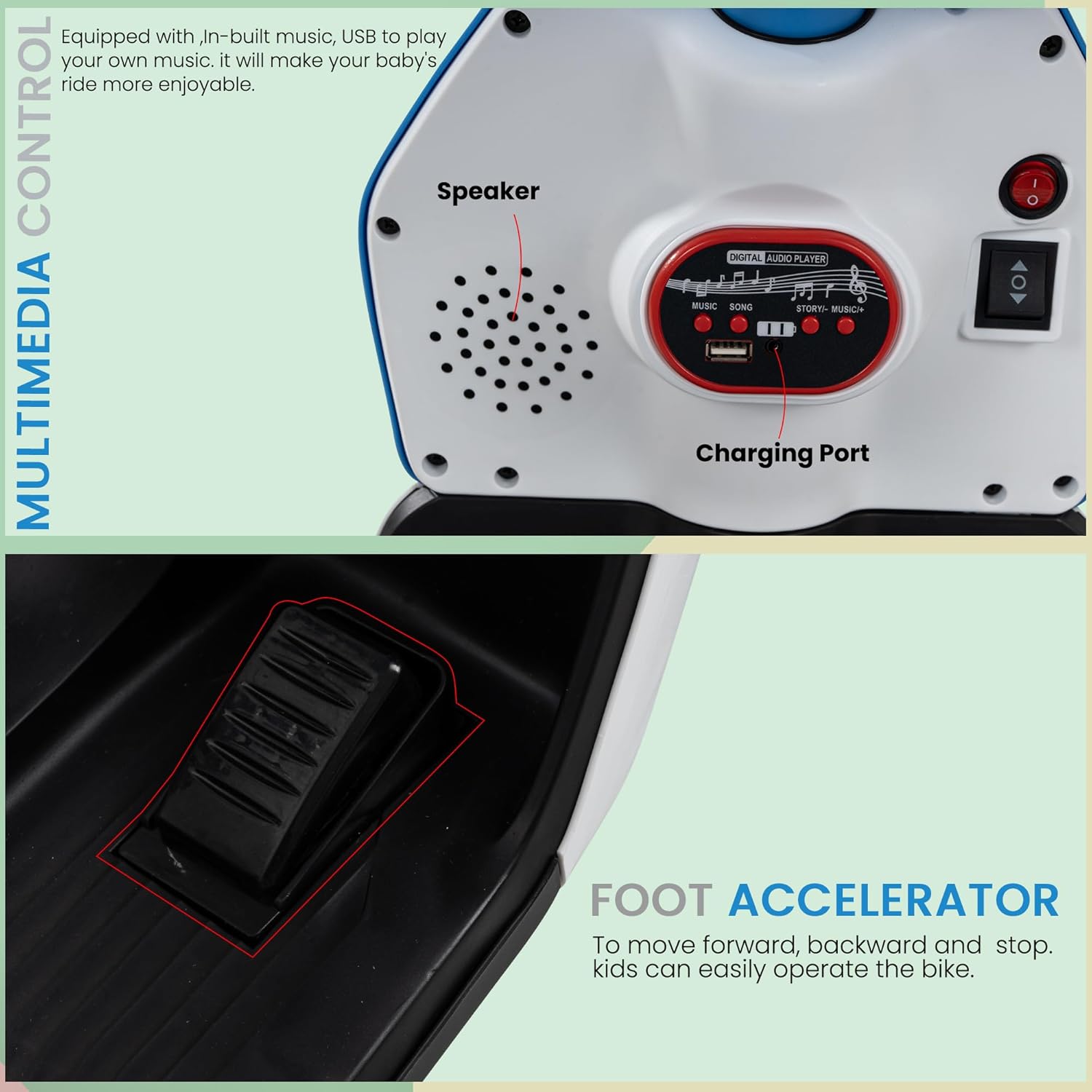 Παιδική Ηλεκτροκίνητη Τρίκυκλη Μηχανή Τύπου Vespa Για Ηλικίες 2-5 Ετών με Φωτισμό LED, Αναπαραγωγή Μουσικής USB MP3 & Κουβούκλιο Παιδική Ηλεκτροκίνητη Τρίκυκλη Μηχανή Τύπου Vespa Για Ηλικίες 2-5 Ετών με Φωτισμό LED, Αναπαραγωγή Μουσικής USB MP3 & Κουβούκλιο