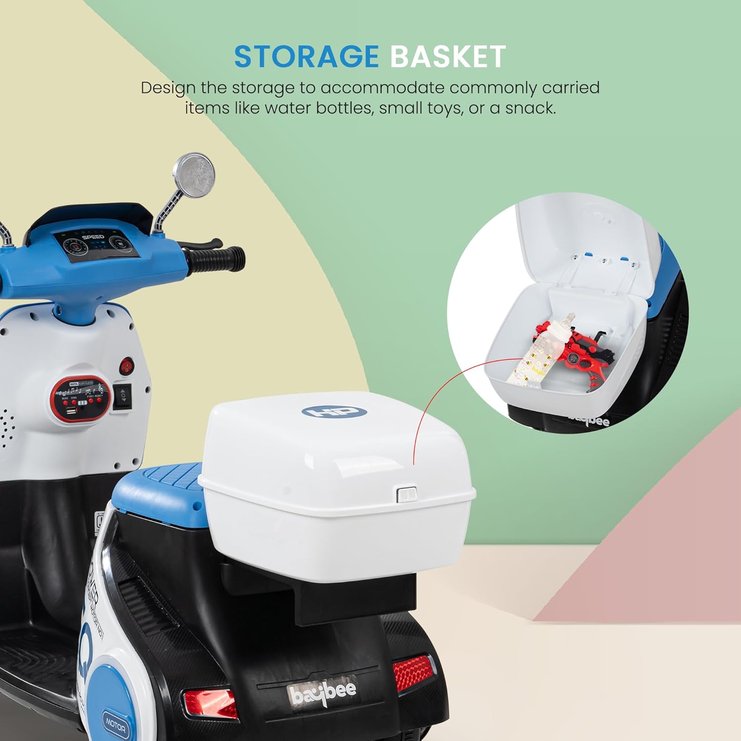 Παιδική Ηλεκτροκίνητη Τρίκυκλη Μηχανή Τύπου Vespa Για Ηλικίες 2-5 Ετών με Φωτισμό LED, Αναπαραγωγή Μουσικής USB MP3 & Κουβούκλιο Παιδική Ηλεκτροκίνητη Τρίκυκλη Μηχανή Τύπου Vespa Για Ηλικίες 2-5 Ετών με Φωτισμό LED, Αναπαραγωγή Μουσικής USB MP3 & Κουβούκλιο