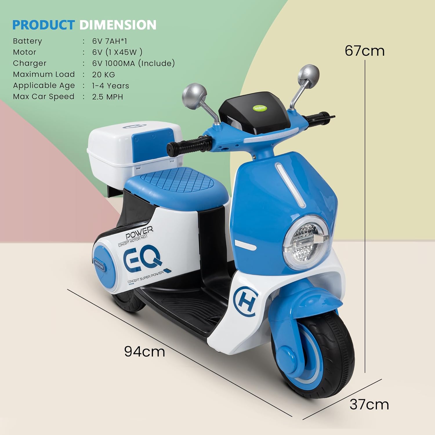 Παιδική Ηλεκτροκίνητη Τρίκυκλη Μηχανή Τύπου Vespa Για Ηλικίες 2-5 Ετών με Φωτισμό LED, Αναπαραγωγή Μουσικής USB MP3 & Κουβούκλιο Παιδική Ηλεκτροκίνητη Τρίκυκλη Μηχανή Τύπου Vespa Για Ηλικίες 2-5 Ετών με Φωτισμό LED, Αναπαραγωγή Μουσικής USB MP3 & Κουβούκλιο