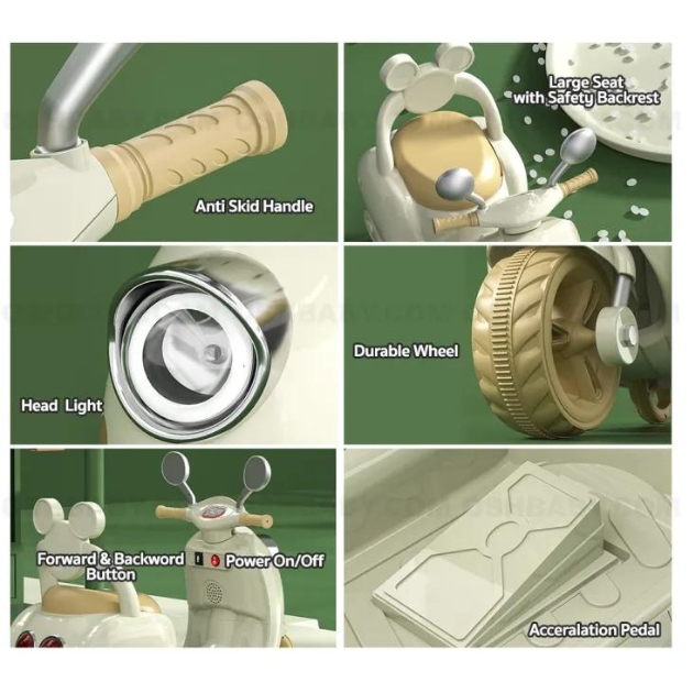 Παιδική Ηλεκτροκίνητη Τρίκυκλη Μηχανή Τύπου Vespa Για Ηλικίες 2-5 Ετών με Φωτισμό LED, Αναπαραγωγή Μουσικής USB MP3 & Κουβούκλιο Παιδική Ηλεκτροκίνητη Τρίκυκλη Μηχανή Τύπου Vespa Για Ηλικίες 2-5 Ετών με Φωτισμό LED, Αναπαραγωγή Μουσικής USB MP3 & Κουβούκλιο