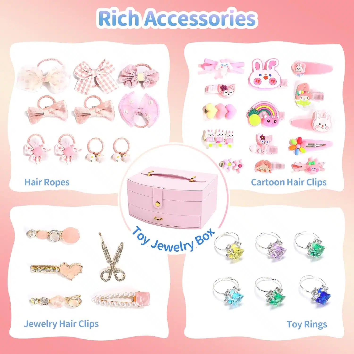 Παιδική Βελούδινη Κοσμηματοθήκη με Αξεσουάρ Μαλλιών και Κοσμήματα σε Ροζ Χρώμα Παιδική Βελούδινη Κοσμηματοθήκη με Αξεσουάρ Μαλλιών και Κοσμήματα σε Ροζ Χρώμα