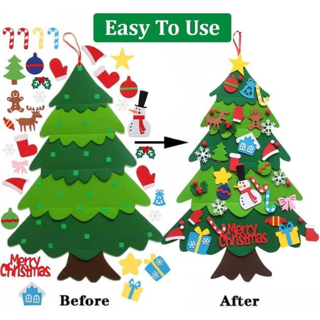 Παιδική Χριστουγεννιάτικη DIY Κατασκευή Τοίχου από Τσόχα - Χριστουγεννιάτικο Δέντρο 90cm με 32 Στολίδια Παιδική Χριστουγεννιάτικη DIY Κατασκευή Τοίχου από Τσόχα - Χριστουγεννιάτικο Δέντρο 90cm με 32 Στολίδια