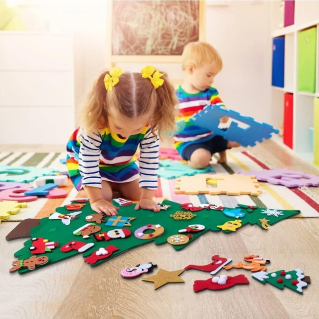 Παιδική Χριστουγεννιάτικη DIY Κατασκευή Τοίχου από Τσόχα - Χριστουγεννιάτικο Δέντρο 90cm με 32 Στολίδια Παιδική Χριστουγεννιάτικη DIY Κατασκευή Τοίχου από Τσόχα - Χριστουγεννιάτικο Δέντρο 90cm με 32 Στολίδια