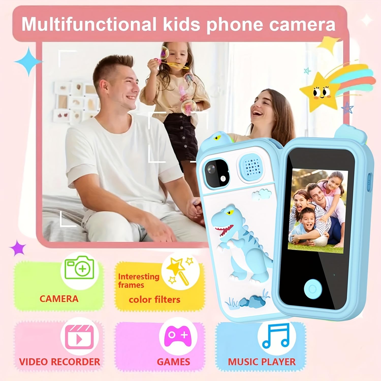 Παιδικό Κινητό Tηλέφωνο με Ενσωματωμένα Παιχνίδια και Κάμερα για Παιδιά 6+ Δεινοσαυράκι-Smartphone Παιδικό Κινητό Tηλέφωνο με Ενσωματωμένα Παιχνίδια και Κάμερα για Παιδιά 6+ Δεινοσαυράκι-Smartphone