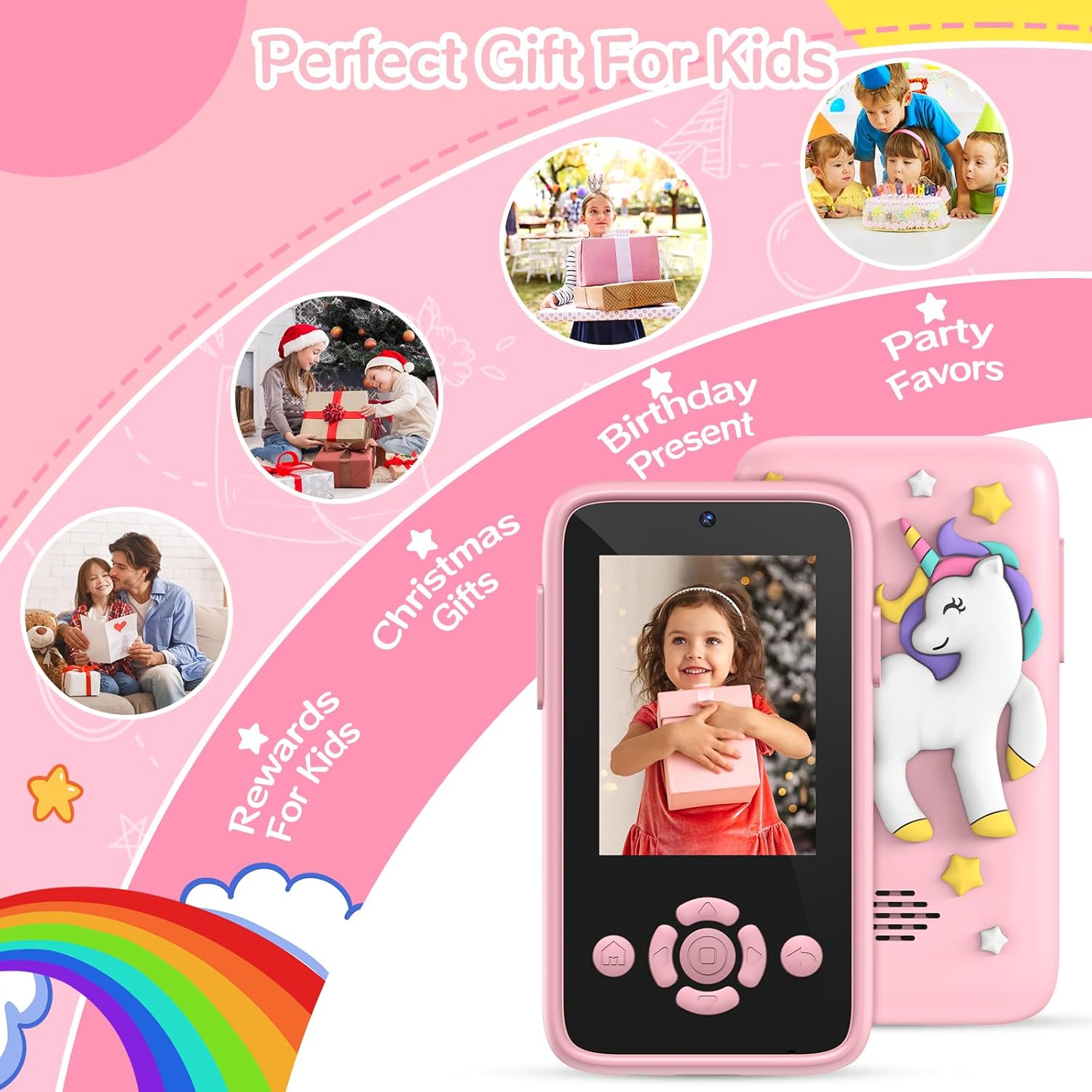 Παιδικό Smartphone με Κάμερα, Παιχνίδια & MP3 player Μουσικής - Ροζ Unicorn Παιδικό Smartphone με Κάμερα, Παιχνίδια & MP3 player Μουσικής - Ροζ Unicorn