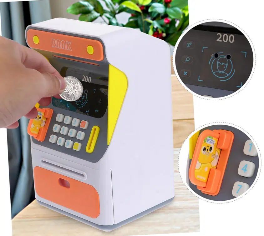 Παιδικός Κουμπαράς με Αναγνώριση Προσώπου - Μίνι ΑΤΜ με Ηλεκτρονικό Κλείδωμα Προσώπου, Αυτόματη Κύλιση Χαρτονομισμάτων - Πορτοκαλί Παιδικός Κουμπαράς με Αναγνώριση Προσώπου - Μίνι ΑΤΜ με Ηλεκτρονικό Κλείδωμα Προσώπου, Αυτόματη Κύλιση Χαρτονομισμάτων - Πορτοκαλί