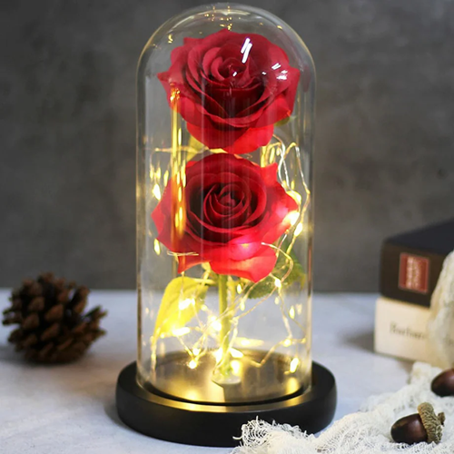 Παντοτινά τριαντάφυλλα με LED φωτισμό σε γυάλινο θόλο με μαύρη βάση 22.5×12.5cm – κόκκινο Παντοτινά τριαντάφυλλα με LED φωτισμό σε γυάλινο θόλο με μαύρη βάση 22.5×12.5cm – κόκκινο