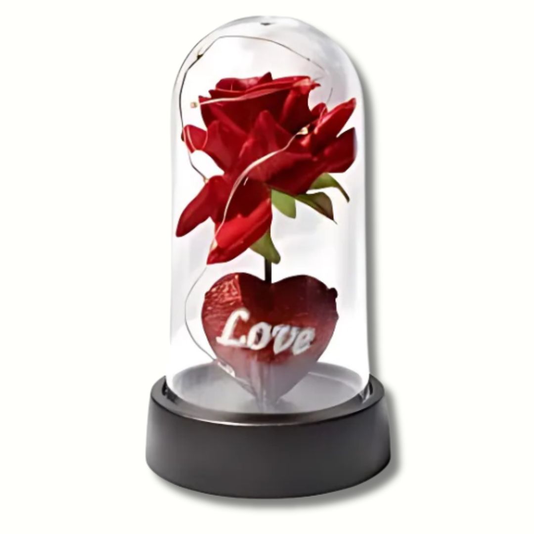 Παντοτινό Τεχνητό Κόκκινο Τριαντάφυλλο σε Γυάλινο Βάζο με LED Φωτισμό 15 x 8.5 cm Παντοτινό Τεχνητό Κόκκινο Τριαντάφυλλο σε Γυάλινο Βάζο με LED Φωτισμό 15 x 8.5 cm