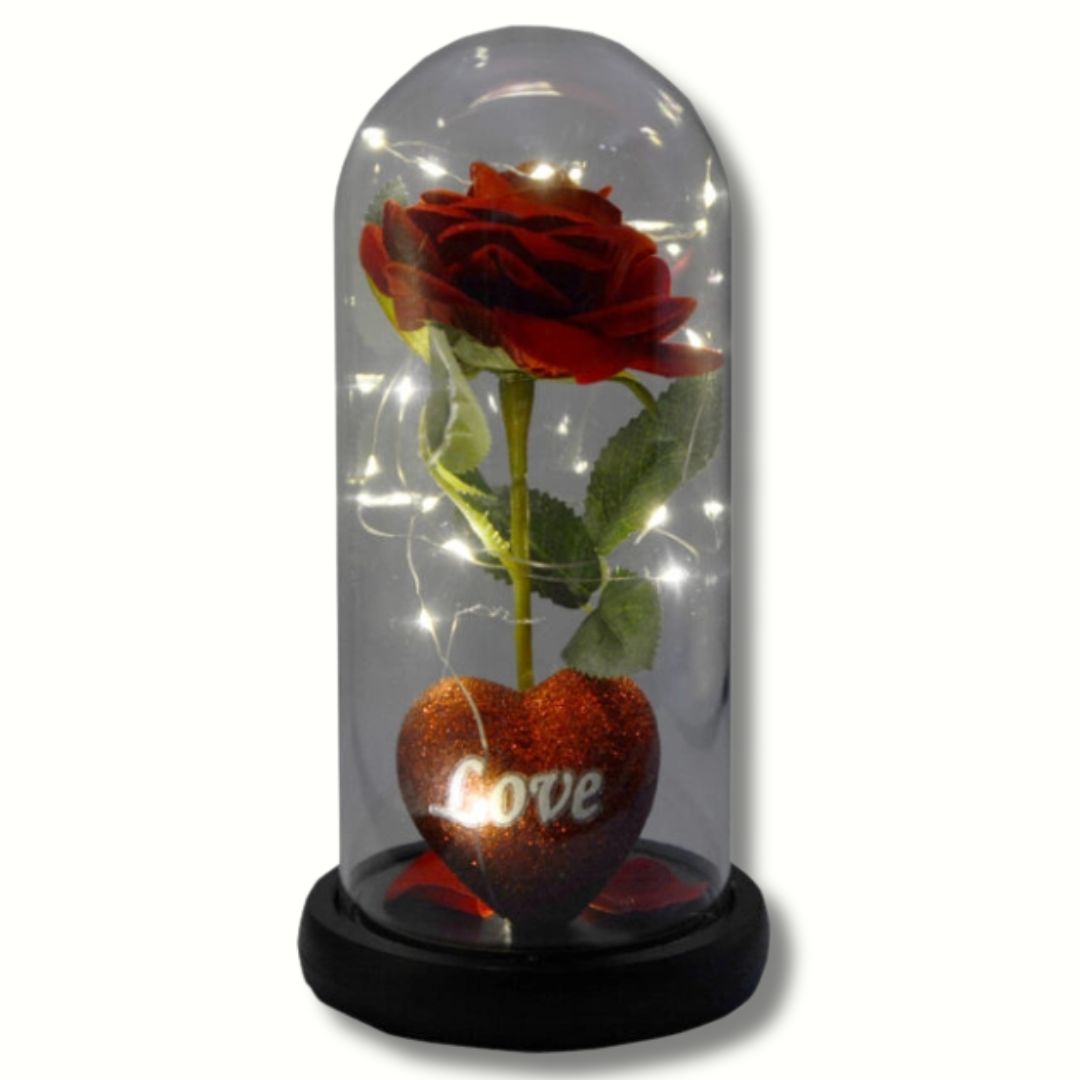 Παντοτινό Τεχνητό Κόκκινο Τριαντάφυλλο σε Γυάλινο Βάζο με LED Φωτισμό 15 x 8.5 cm Παντοτινό Τεχνητό Κόκκινο Τριαντάφυλλο σε Γυάλινο Βάζο με LED Φωτισμό 15 x 8.5 cm
