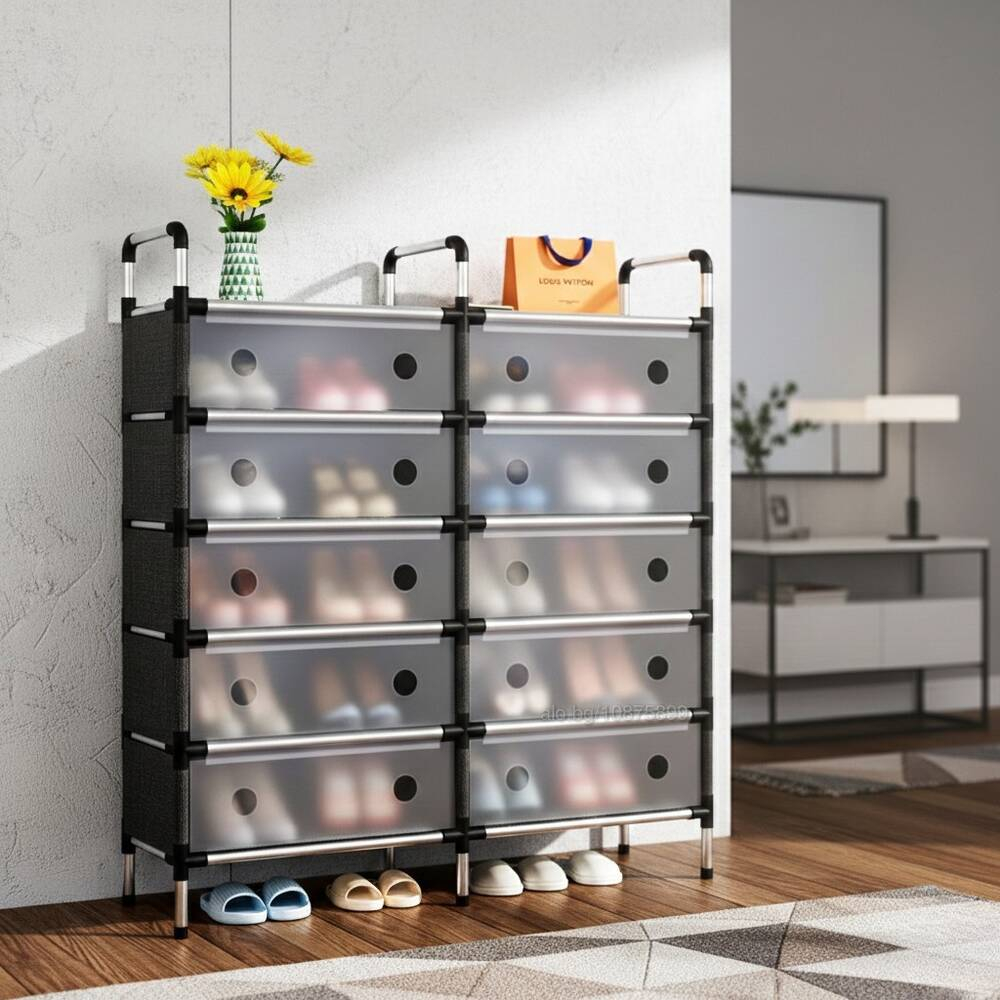 Παπουτσοθήκη 10 Θέσεων με Διαφανείς Πόρτες για Προστασία από Σκόνη και Μεταλλικό Σκελετό 110 x 28 x 80cm Παπουτσοθήκη 10 Θέσεων με Διαφανείς Πόρτες για Προστασία από Σκόνη και Μεταλλικό Σκελετό 110 x 28 x 80cm