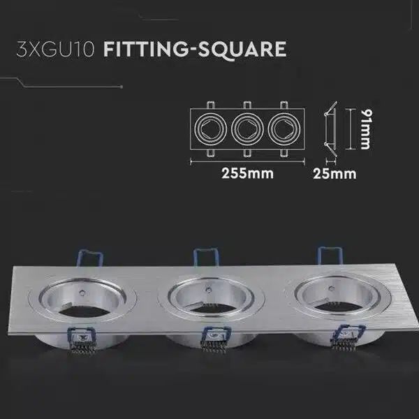 Παραλληλόγραμμο Χωνευτό Κινούμενο Νίκελ Πλαίσιο για Σποτ GU10 – MR16 Τριπλό Ασημί 25.5x9.1cm Aigostar Παραλληλόγραμμο Χωνευτό Κινούμενο Νίκελ Πλαίσιο για Σποτ GU10 – MR16 Τριπλό Ασημί 25.5x9.1cm Aigostar