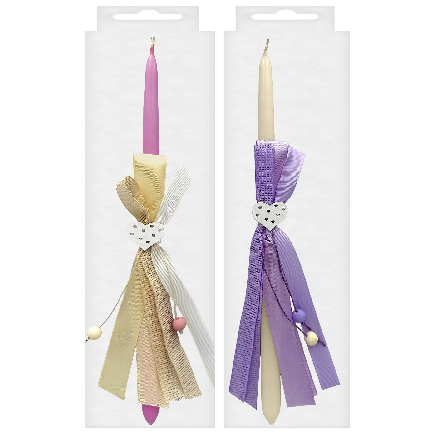 Πασχαλινή Λαμπάδα με Ξύλινη Καρδιά & Κορδέλα 37cm Πασχαλινή Λαμπάδα με Ξύλινη Καρδιά & Κορδέλα 37cm