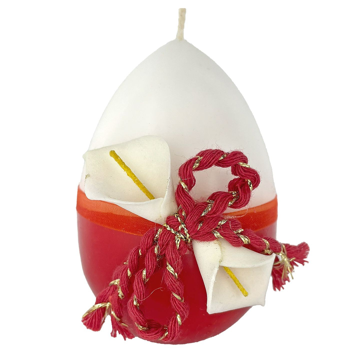 Πασχαλινό Διακοσμητικό Κερί Αυγό Δίχρωμο με Κρίνους και Κορδέλα 9cm Πασχαλινό Διακοσμητικό Κερί Αυγό Δίχρωμο με Κρίνους και Κορδέλα 9cm