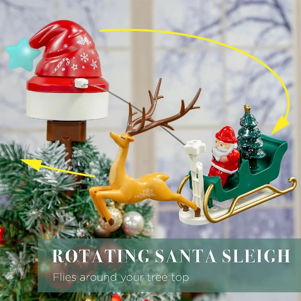 Περιστρεφόμενη Κορυφή Δέντρου με Σκούφο Άγιου Βασίλη, LED και Μουσική – Σετ 10 Τεμαχίων Περιστρεφόμενη Κορυφή Δέντρου με Σκούφο Άγιου Βασίλη, LED και Μουσική – Σετ 10 Τεμαχίων