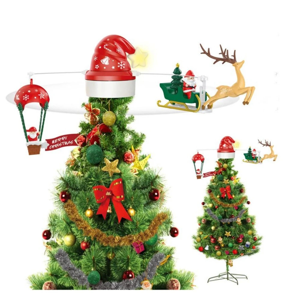 Περιστρεφόμενη Κορυφή Δέντρου με Σκούφο Άγιου Βασίλη, LED και Μουσική – Σετ 10 Τεμαχίων Περιστρεφόμενη Κορυφή Δέντρου με Σκούφο Άγιου Βασίλη, LED και Μουσική – Σετ 10 Τεμαχίων